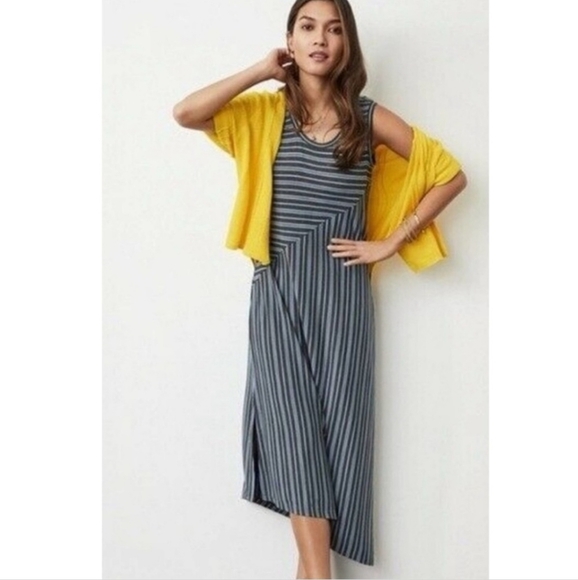 Cabi Style# 5796 Dia Striped Maxi Tank Dress Light Blue Charcoal Gray Medium - Picture 1 of 9